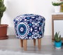 Atelier Del Sofa Puf Tradicional de Damasco Azul y Blanco